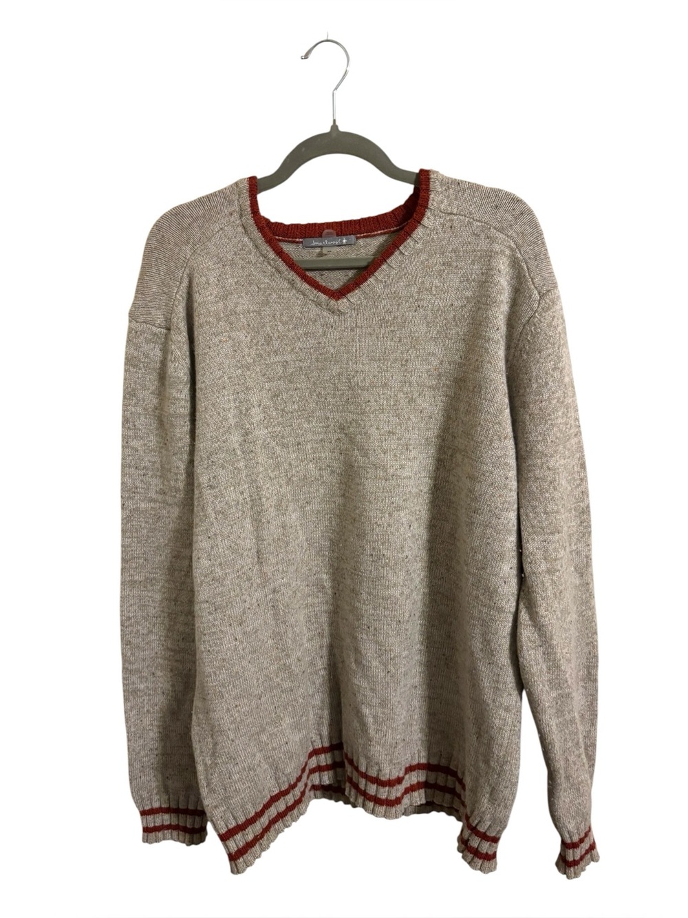 Smartwool Gray Red Merino Wool V-Neck Pullover Sweater Men’s XL